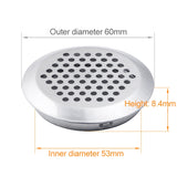 10pcs Bevel Surface 53mm Cabinet Round Air Vent Stainless Steel Louvered Grille Cover Vents with Little Holes, 53mm Bevel