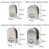 15-20mm Concave Curved Bottom Matte Polished 201 Stainless Steel Fixed Clip Railing Glass Wood Layer Board Clamp Bracket, 15-20mm, Curved Bottom, 201 Stainless Steel