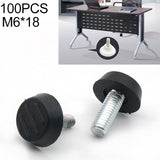 100 PCS Adjustable Foot Pad Furniture Screw Support Stub, M6x18 (Black), M6x18 (Black) M6x18 (Black)