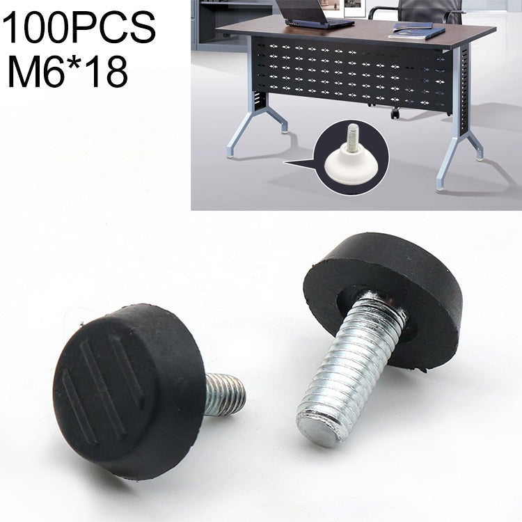 100 PCS Adjustable Foot Pad Furniture Screw Support Stub, M6x18 (Black), M6x18 (Black) M6x18 (Black)