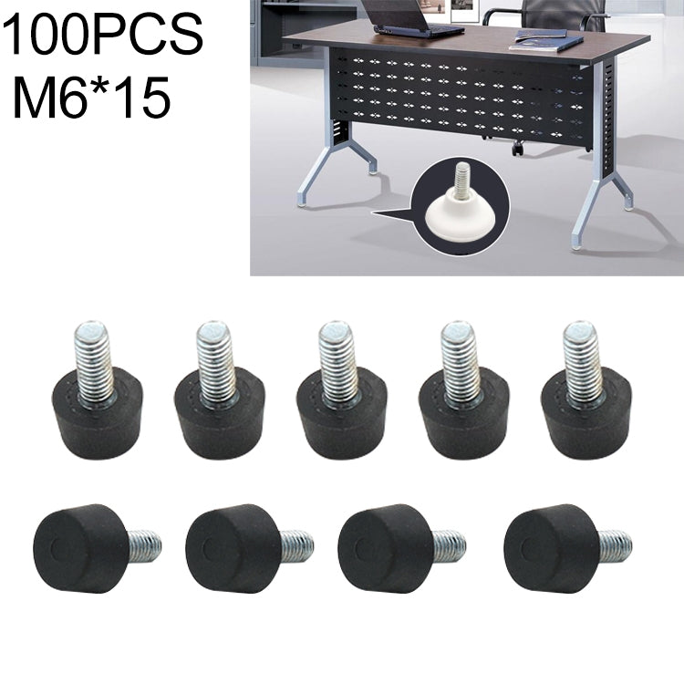 100 PCS Adjustable Foot Pad Furniture Screw Support Stub, M6x15, M6x15 M6x15