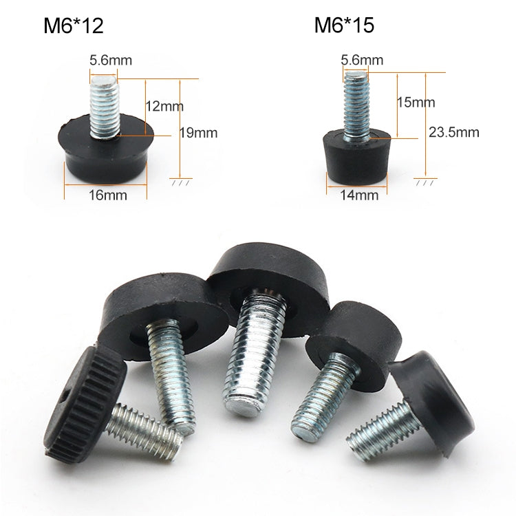 100 PCS Adjustable Foot Pad Furniture Screw Support Stub, M6x15, M6x15