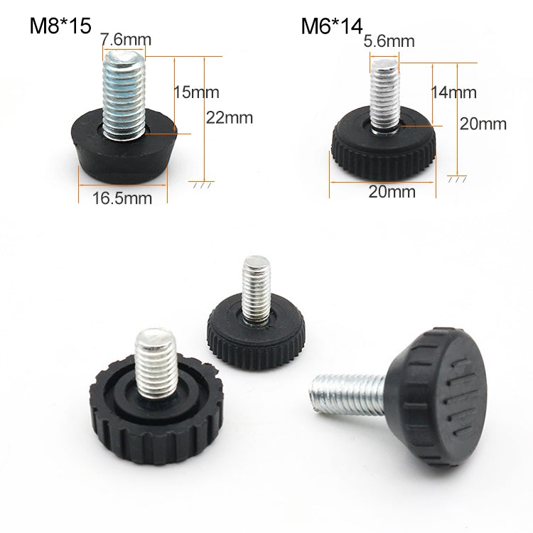 100 PCS Adjustable Foot Pad Furniture Screw Support Stub, M8x15, M8x15
