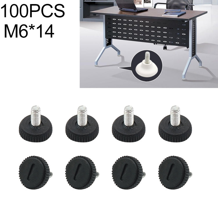 100 PCS Adjustable Foot Pad Furniture Screw Support Stub, M6x14, M6x14 M6x14