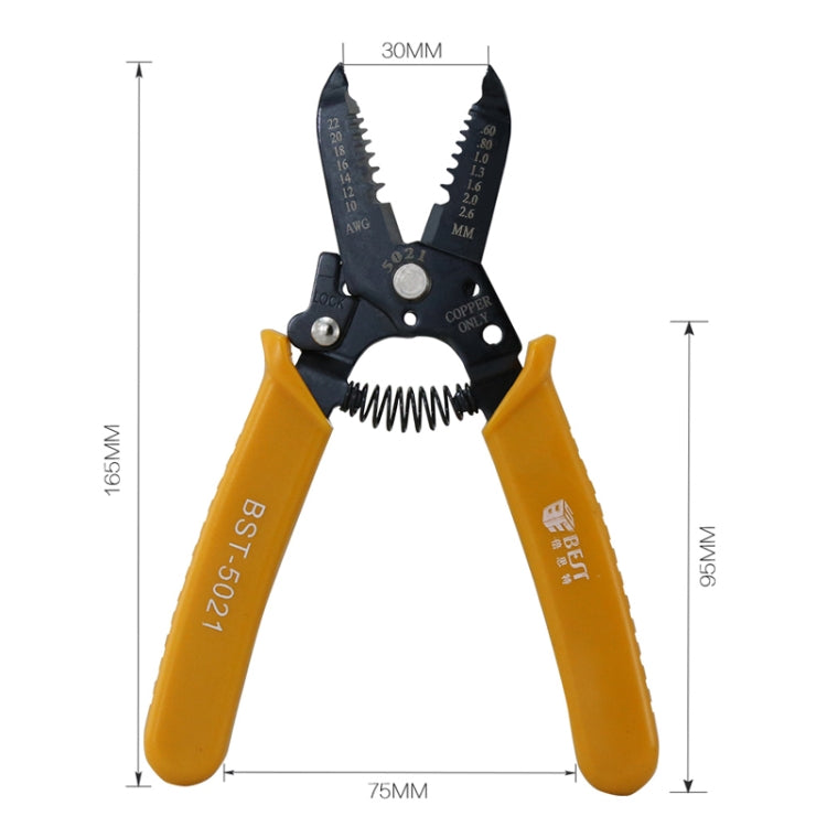 BEST-5021 0.6 ~ 2.6mm Portable Crimper Cable Stripping Wire Stripping Pliers, BEST-5021