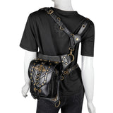 FHG131BK Skull Head Decoration Multi-function PU Leather One-shoulder Crossbody Bag Waist Bag for Ladies, 21 x 16cm