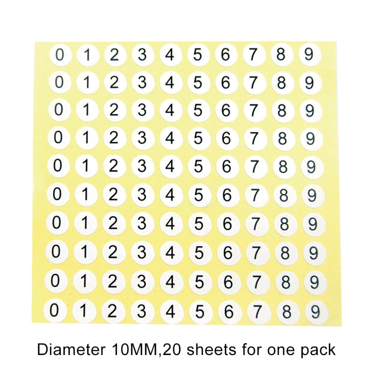 20 PCS Round Shape Number Sticker Shoe Size Label, Number 0-9, Number 0-9