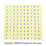 20 PCS Round Shape Number Sticker Shoe Size Label, Number 0-9, Number 0-9