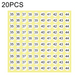20 PCS Round Shape Number Sticker Shoe Size Label, Number 35-44, Number 35-44 Number 35-44