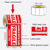 500 PCS Self-adhesive Outer Box English Warning Sticker Fragile Label, Size: 76x127mm, 76 x 127mm