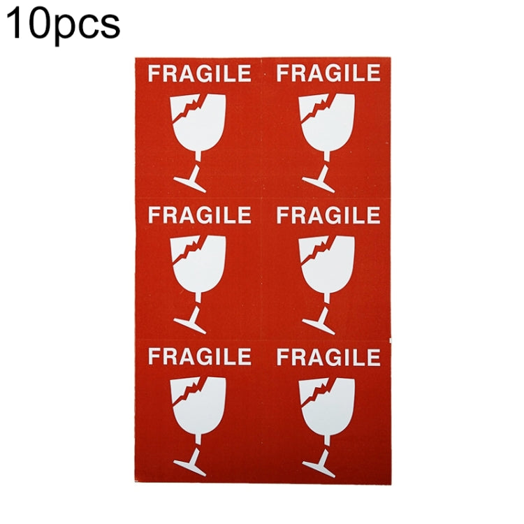 10pcs Self-adhesive English Warning Sticker Fragile Label, Fragile Label Fragile Label