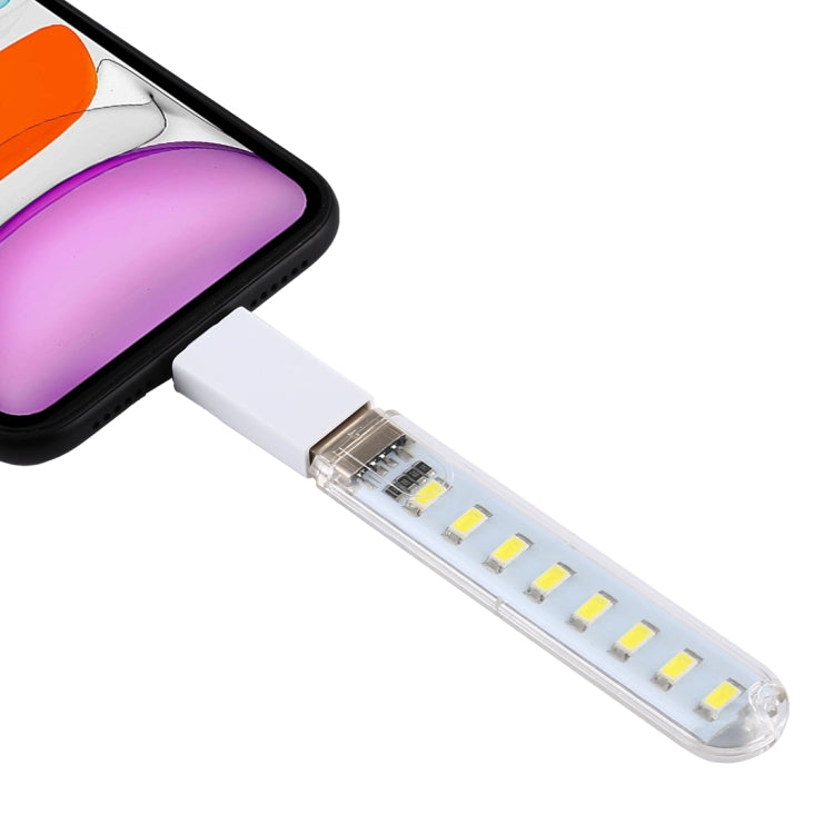 8LEDs 5V 200LM USB LED Book Light Portable Night Light, with 8 Pin Adapter, with 8 Pin Adapter
