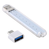 8LEDs 5V 200LM USB LED Book Light Portable Night Light, with Type-C Adapter, with Type-C Adapter
