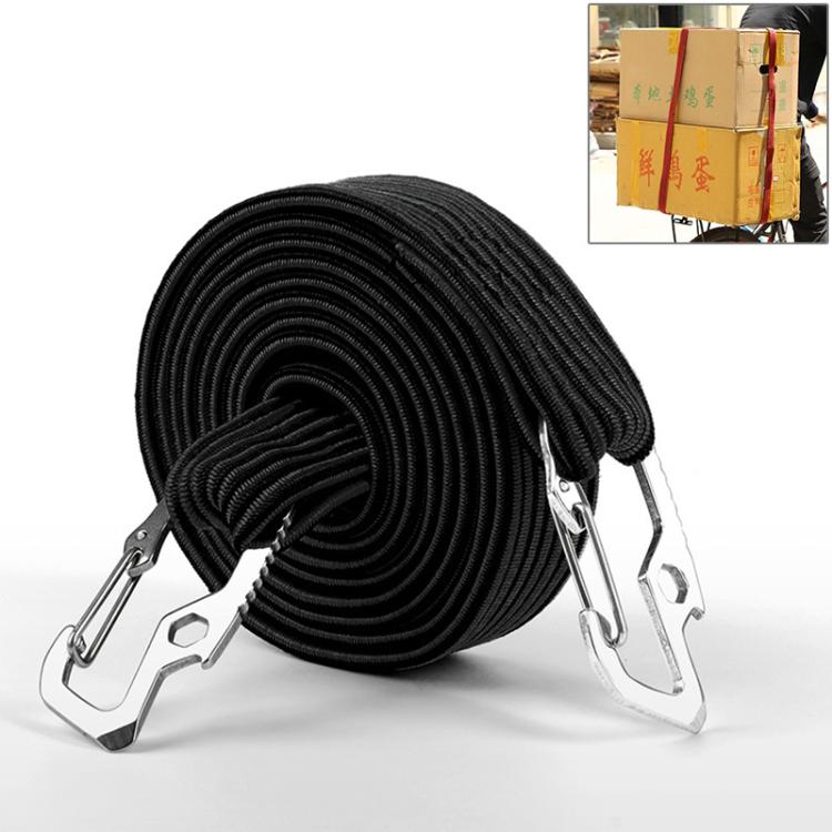 2m Elastic Strapping Rope Packing Tape for Bicycle Motorcycle Back Seat with Hook, 2m 2m Black