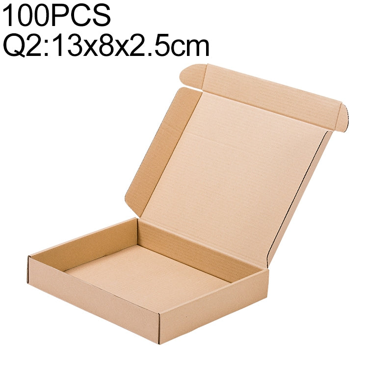 100 PCS Kraft Paper Shipping Box Packaging Box, Size: Q2, 13x8x2.5cm, 13x8x2.5cm 13x8x2.5cm