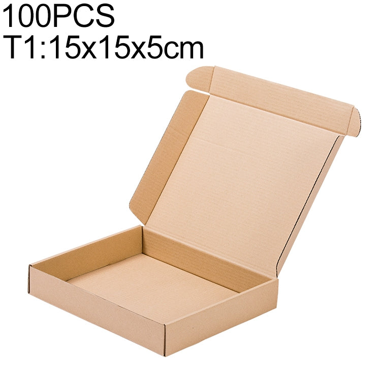 100 PCS Kraft Paper Shipping Box Packaging Box, Size: T1, 15x15x5cm, 15x15x5cm 15x15x5cm