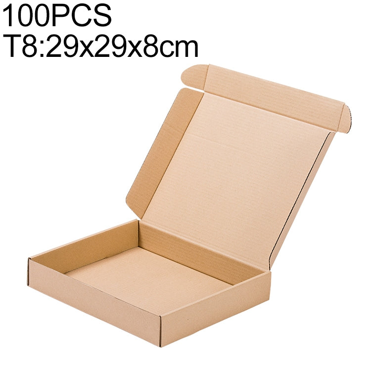 100 PCS Kraft Paper Shipping Box Packaging Box, Size: T8, 29x29x8cm, 29x29x8cm 29x29x8cm