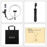 PULUZ 11.8 inch 30cm RGB Light 1.1m Tripod Mount Dimmable LED Ring Vlogging Selfie Photography Video Lights Live Broadcast Kits with Cold Shoe Tripod Ball Head & Phone Clamp, 12 inch RGB+Tripod(EU)