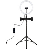 PULUZ 11.8 inch 30cm Light + 1.65m Tripod + Dual Phone Bracket Curved Surface USB 3 Modes Dimmable Dual Color Temperature LED Ring Vlogging Video Light Live Broadcast Kits with Phone Clamp, 11.8 inch+1.65m Tripod+Dual Bracket