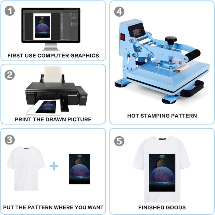 Hand Stamping Machine T-Shirt Clothes Heat Transfer, Size: 23x30cm, EU Plug, POD Machine EU Plug
