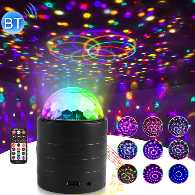 USB Bluetooth Crystal Magic Ball Stage Light with Remote Control Black