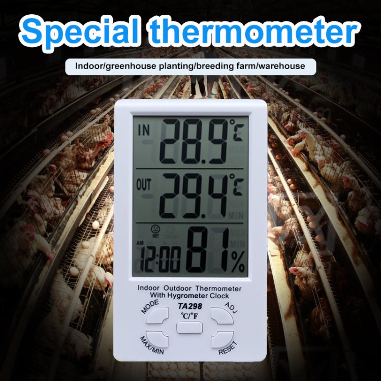TA298 Digital LCD Humidity / Hygrometer and Thermometer with Extra Sensor Cable, TA298