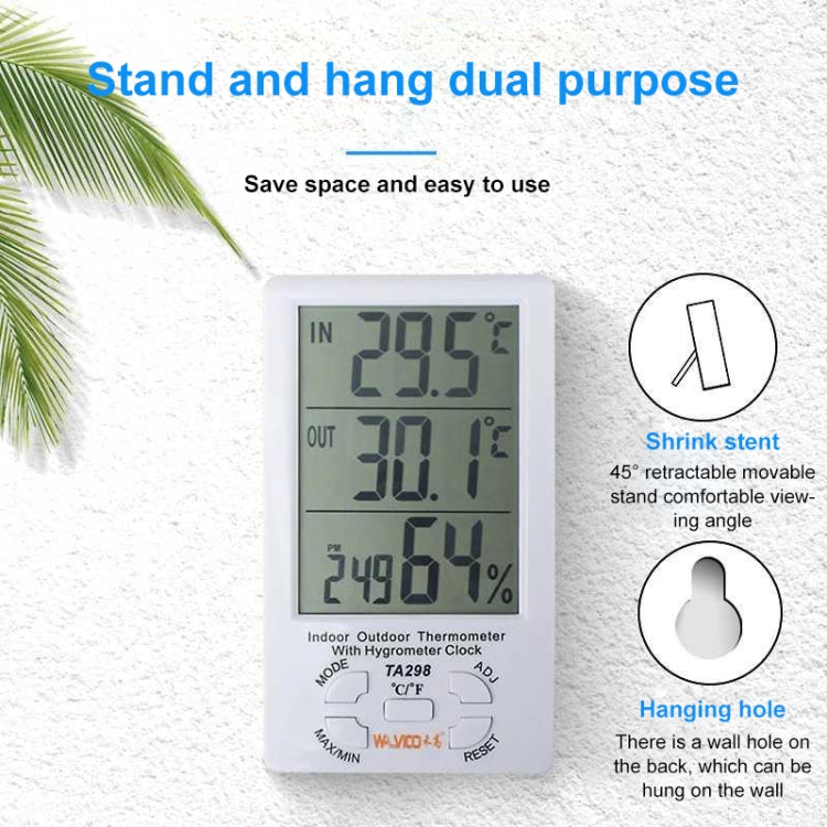 TA298 Digital LCD Humidity / Hygrometer and Thermometer with Extra Sensor Cable, TA298