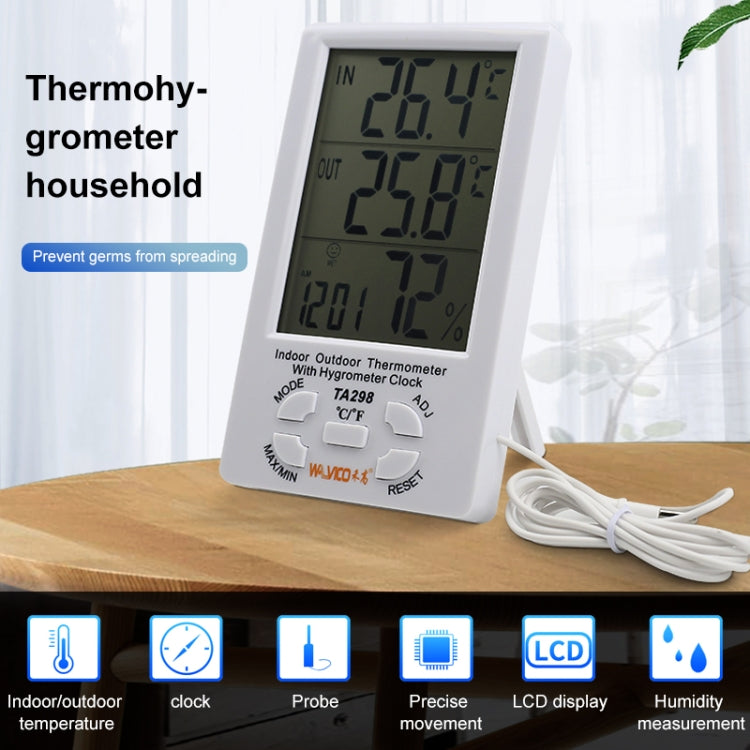 TA298 Digital LCD Humidity / Hygrometer and Thermometer with Extra Sensor Cable, TA298