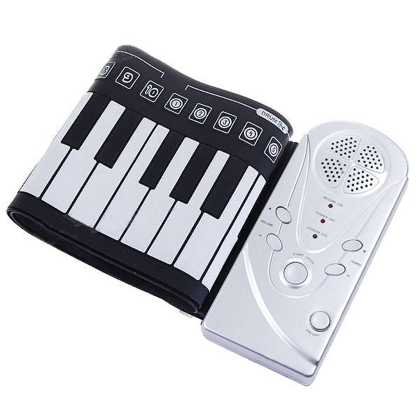 Portable Roll-up 49-Key Soft Keyboard Piano, 49 Standard Keys White