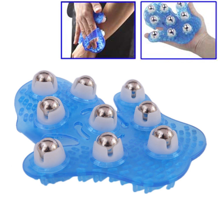 Thickened Palm-shaped Handheld Ball Meridian Massager, Nine balls Magenta, Nine balls Blue