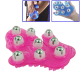 Thickened Palm-shaped Handheld Ball Meridian Massager, Nine balls Magenta, Nine balls Blue