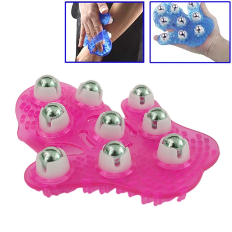 Thickened Palm-shaped Handheld Ball Meridian Massager, Nine balls Magenta, Nine balls Blue