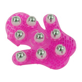 Thickened Palm-shaped Handheld Ball Meridian Massager, Nine balls Magenta, Nine balls Blue