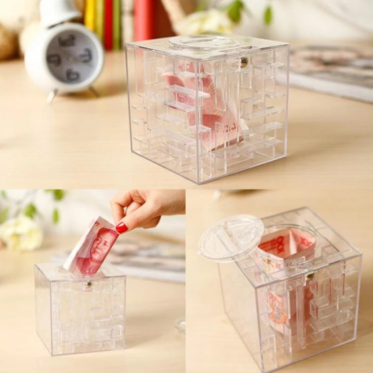 3D Puzzle Transparent Money Maze Bank Saving Coin Gift Box, 3D Puzzle Saving Coin