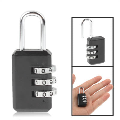 3 Digit Resettable Combination Security Travel Lock, 3 Digit ResettableLock 3 Digit ResettableLock Black