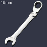 15mm Dual-use Opening Plum Ratcheting Angled Wrench , Length: 19.5cm, 15mm