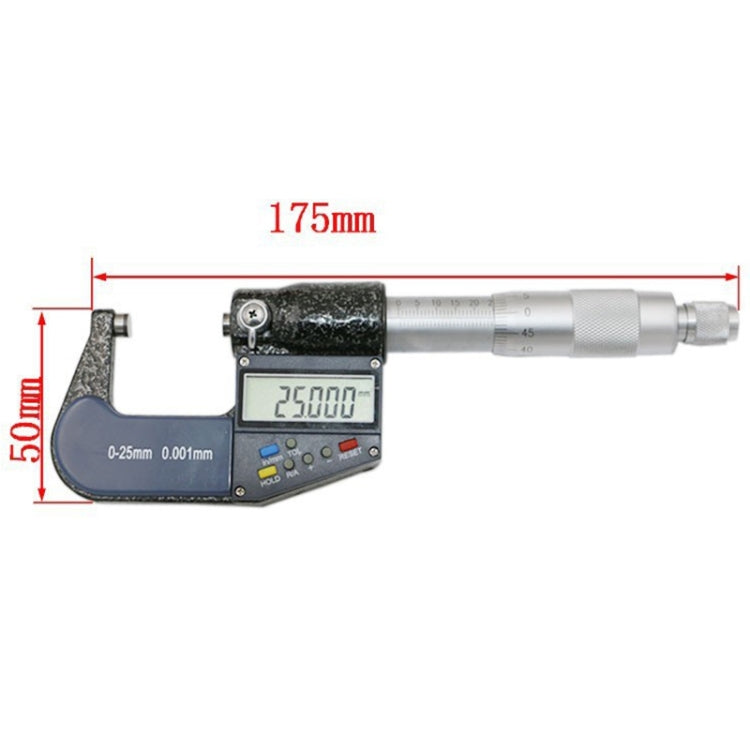 25mm (1 inch) Electronic Digital Micrometer (resolution 0.001mm), 0-25 mm