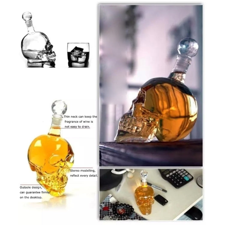 Crystal Glass Skull Bottle for Vodka & Whiskey & Beer Liqueur & Red Wine & Other Beverage, 350ML