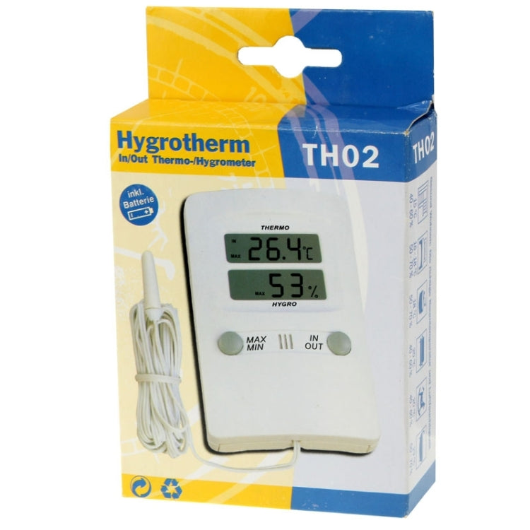 TH02 Digital LCD Indoor Outdoor Sensor Probe Weather Humidity Hygrometer Thermometer, TH02