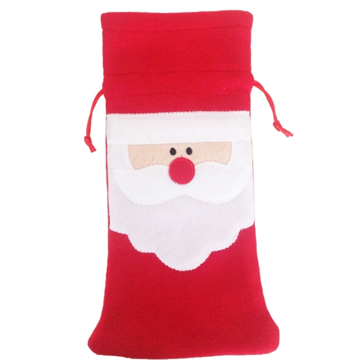 3 PCS Santa Pattern Christmas Dinner Table Decoration Plush Champagne Wine Bottle Bag, Santa Pattern 2