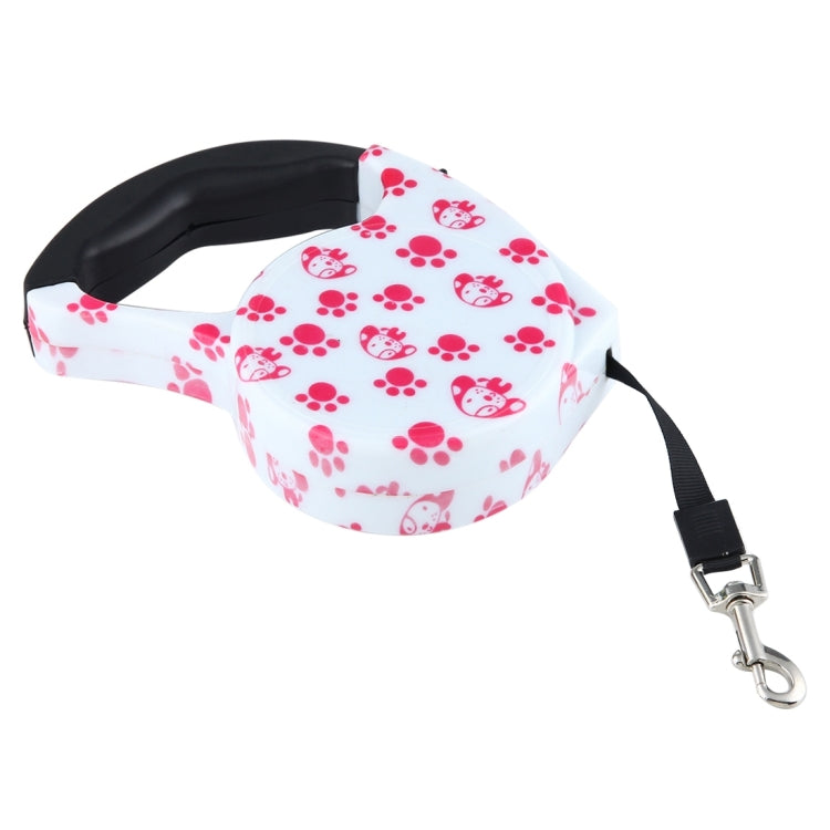 5m Pink Dog Footprint Pattern Easy Operation Retractable Dog Leash, Pink Dog Footprint