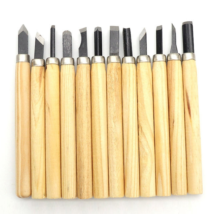 12 PCS / Set Assorted Wood Carving Tools Set with Stainless Steel Blade and Wood Handle, 12 PCS / Set Wood Carving 12 PCS Set Wood Carving