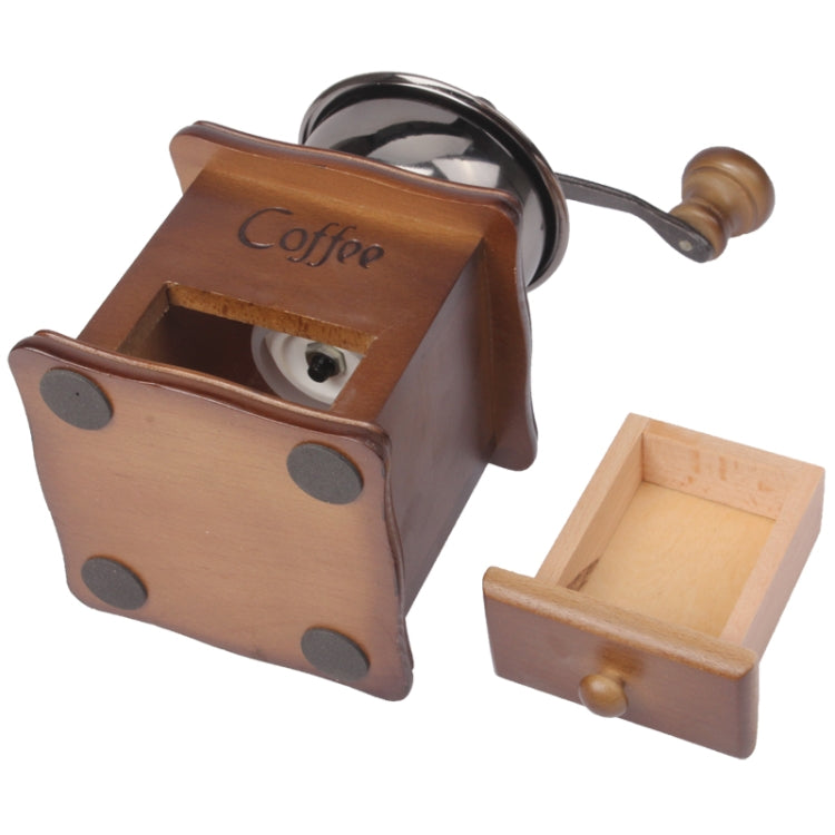 Manual Coffee Mill Wood Stand Bowl Antique Hand Coffee Bean Grinder, Wood