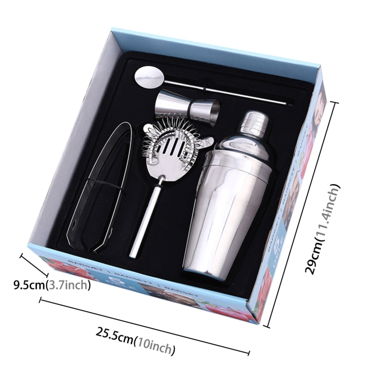 5 in 1 Classic Stainless Steel Shaker Set, Capacity: 550ml (Shaker + Jigger + Strainer + Ice Clip + Stirrer Pipe), 5 in 1 Shaker Set