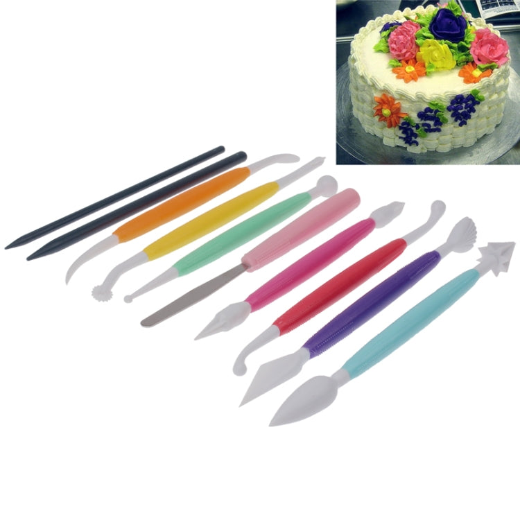 10 in 1 Colorful Cake Modelling Tool Set, 10 PCS Color 10 PCS Color