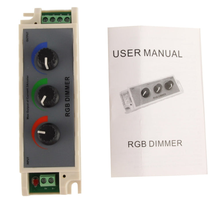 3 Channel RGB LED Dimmer Controller for LED Light Strip DC12-24V, Output Current: 3A