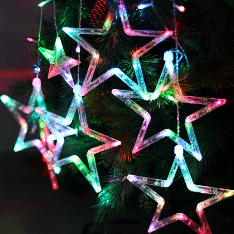 8-Mode Colorful 10 Stars Style Light Christmas Decorative Icicles Strip Light, EU Plug, Stars