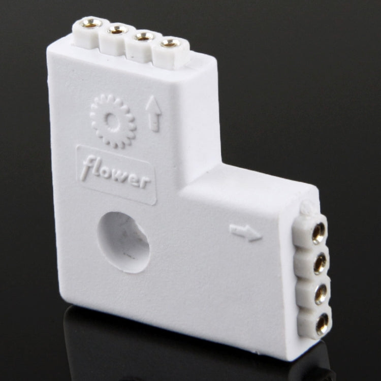 4 Pin 2 Way L Shape Female Connector for RGB LED Flexible Strip