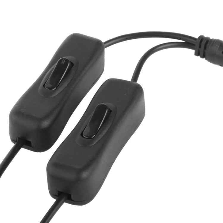 5.5 x 2.1mm Female to 2x Male DC Power Cable Connector with Switch for LED Strip, Length: 30cm