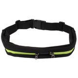 Sports Waterproof Elastic Waist Bag Two Pockets Fanny Pack Zip Pouch, Green